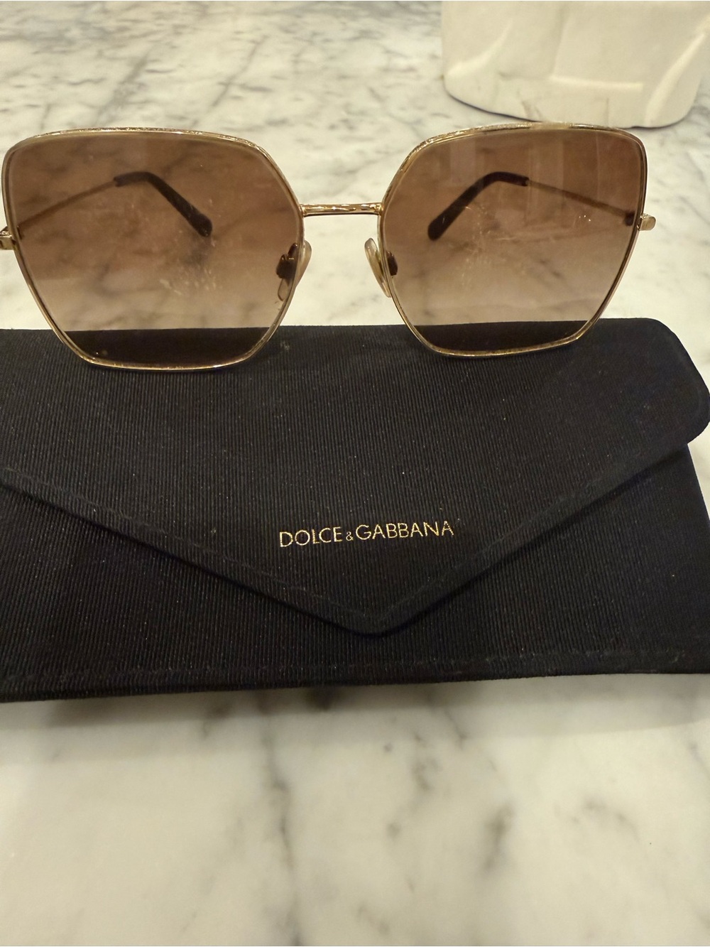 Dolce and Gabbana Gold Frame Brown Lens Women's Sunglasses